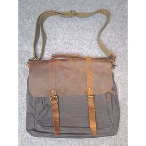 Gootium Large Leather Canvas Messenger Bag Crossbody Shoulder Satchel Adjustable